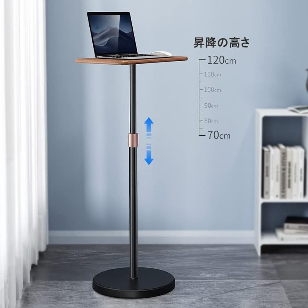 Standing desk, adjustable desk, high table, side table, projector stand, height adjustable from 70cm to 120cm, stylish, easy to assemble, convenient storage, for offices, conference rooms, bedrooms (dark blue)