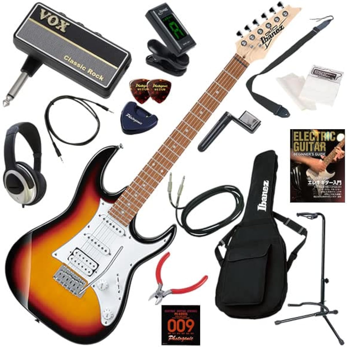 Ibanez Electric Guitar Beginner's Set 16-piece set including headphones, guitar and amPlug2 amplifier GRX40/TFB (Tri-Fade Burst)
