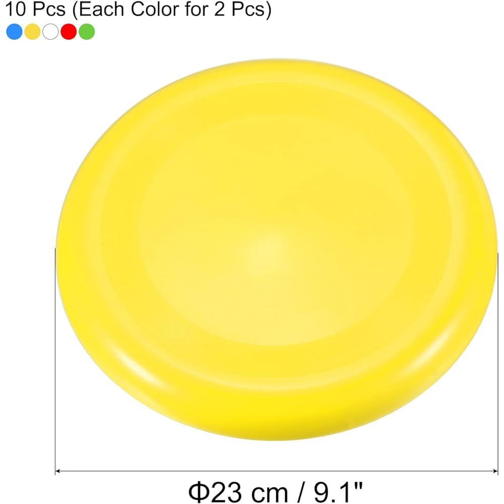 PATIKIL 23 cm Flying Discs 10 Pieces Outdoor Play Training Colorful Soft Flyer Discs for Beach Lawn Park Camping Game Yellow/Blue/Green/Red/White