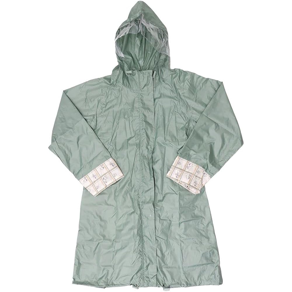 [Kamio Japan] Rain Poncho Snoopy Rainwear Check Light Green