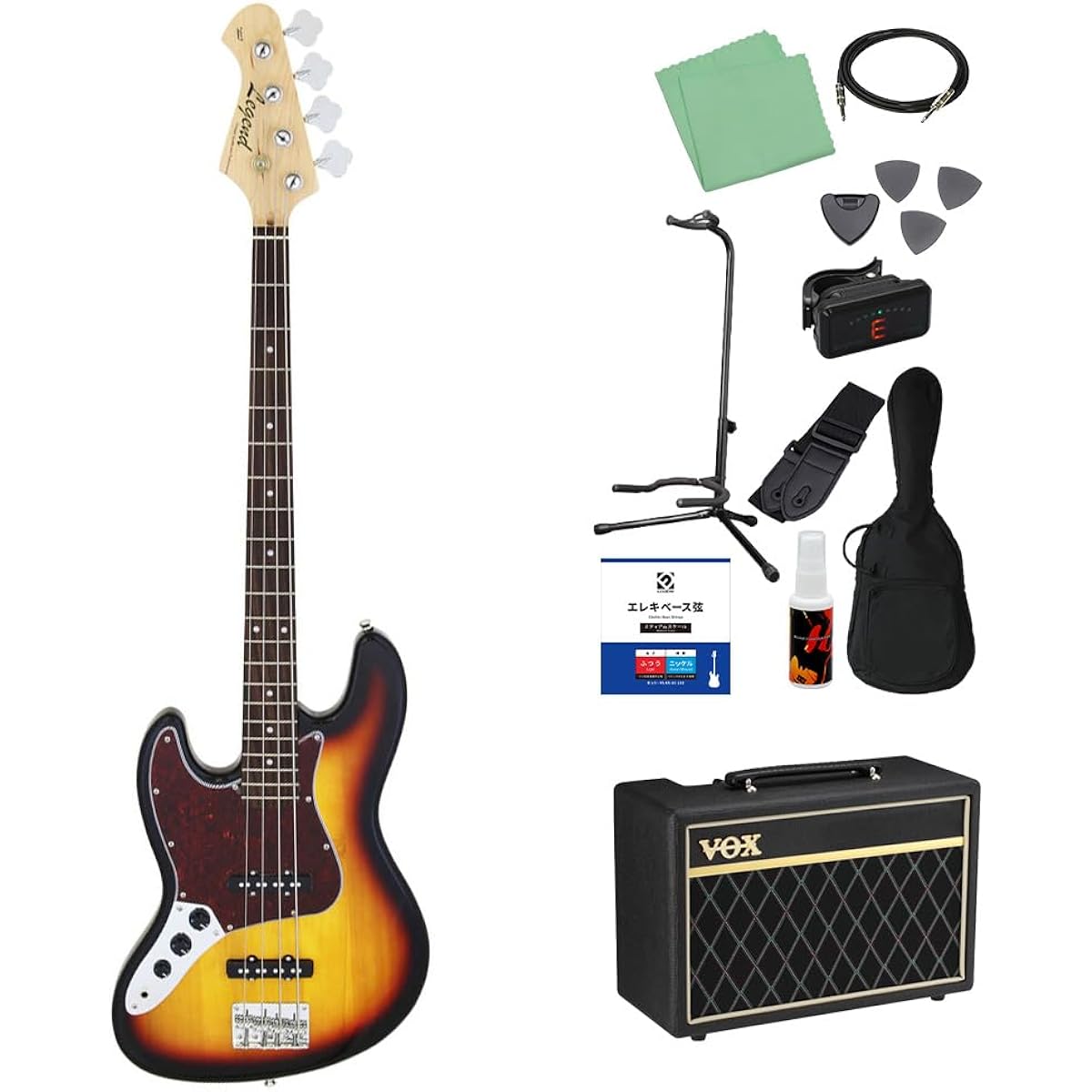 LEGEND LJB-Z/LH TT 3 Tone Sunburst Bass Beginner 12-piece Set [With VOX Amplifier] Jazz Bass Type Left Hand Legend