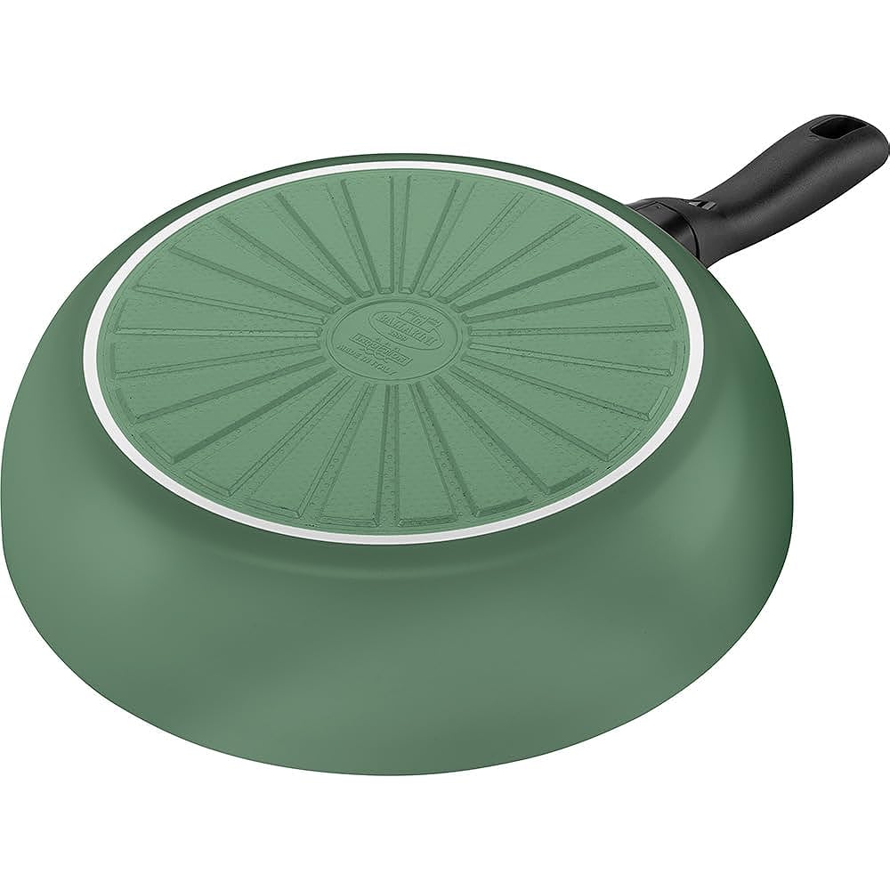 Ballarini "Caprera Deep Frying Pan with Glass Lid, 28cm, Herb Green, Made in Italy" Frying Pan, Glass Lid, IH Compatible, Ceramic Coating [Authorized Japanese Product] CAPRERA Z1026-058