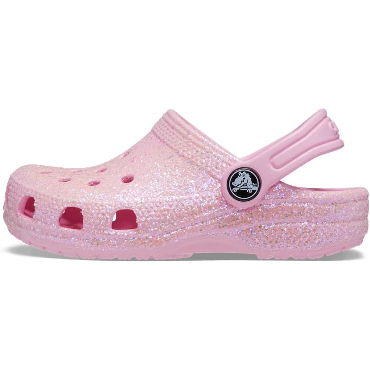 Crocs Kids Classic Glitter Clogs, Flamingo, 4 US Unisex Toddler