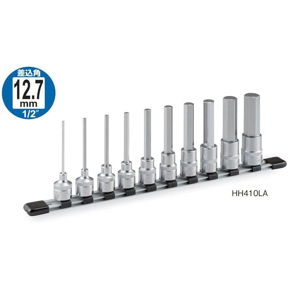 TONE Long Hexagon Socket Set (with holder) HH410LA Drive angle 12.7mm (1/2") Contents 10 items