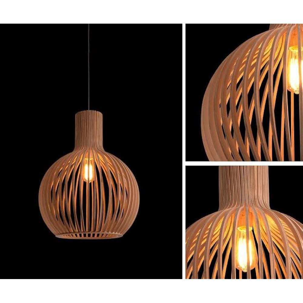 KY LEE Japanese Style Pendant Light Compatible with LED Bulbs Wooden Ceiling Light Kumiki Modern Stylish Lighting Fixture Scandinavian Style Design Lighting Pendant Lighting [For 4 Tatami to 6 Tatami] Electric Lighting (Changing Ceiling Type)