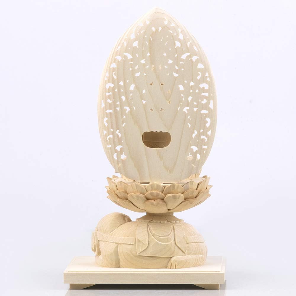 Hanro Art Sculpture Buddha Statue Fugen Bodhisattva Cypress wood Bird and Beast Zodiac Arabesque halo Born in the year of the Dragon and Snake Amulet against evil Zodiac protector Principal image Guardian Buddha (Height 24.5cm x Width 14cm x Depth 9.2cm)