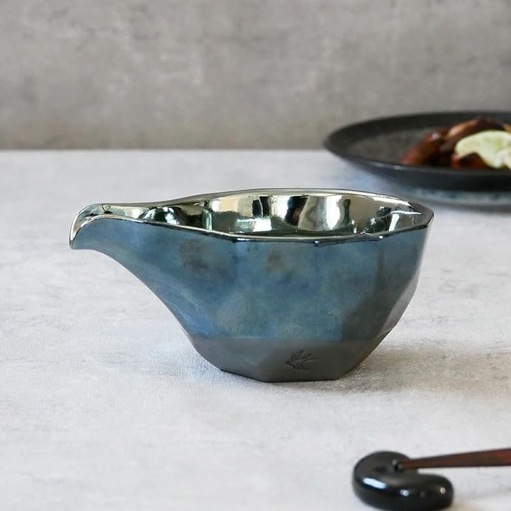 EAST table Single mouth sake cup Tsubame Kobo Platinum Blue 290cc Made in Japan Microwave safe Dishwasher safe 89-011