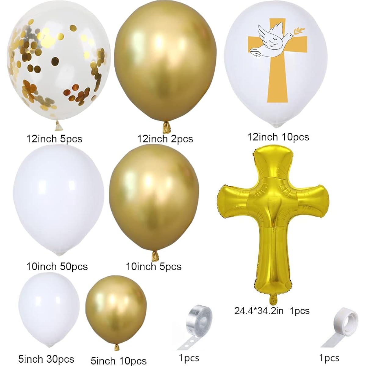 First Communion Decorations Balloon Kit 115pcs First Communion Balloon Arch First Communion Decorations God Blessing Baptism Christening Theme Party Supplies