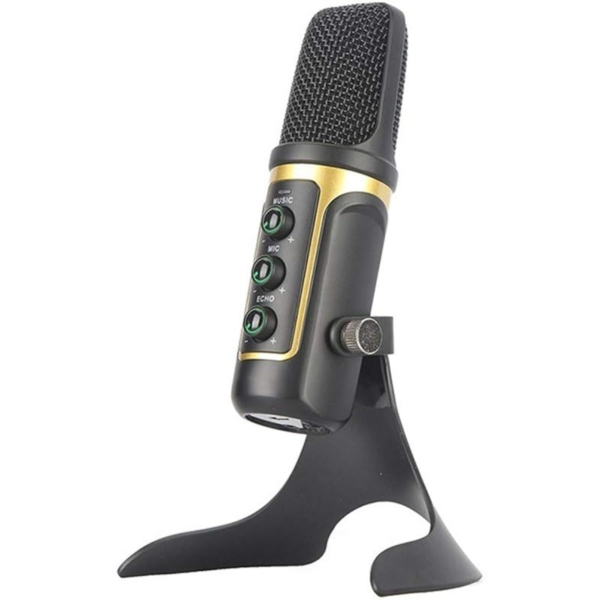 USB Microphone Set with Built-in Sound Card Echo for Vloggers Singing Live Stream Video Conference Professional Condenser Microphone Live Broadcast Accessories (Color: Gold)