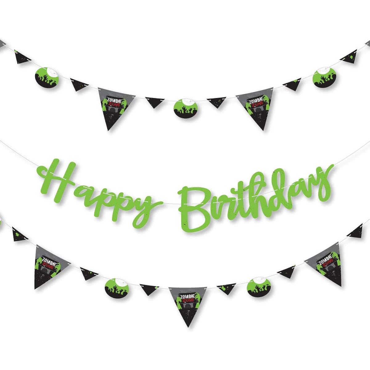 Big Dot of Happiness Zombie Zone - Birthday Zombie Crawl Party Letter Banner Decorations - 36 Banner Cutouts Happy Birthday Banner Letters