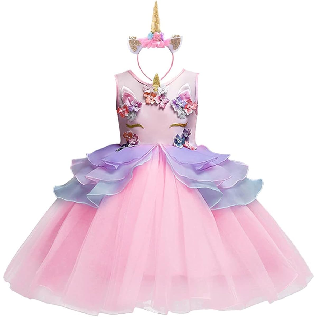 HIHCBF Halloween Costume Unicorn Birthday Dress Pageant Party Tutu Dress Flower Evening Gown Carnival Dress Up Costume