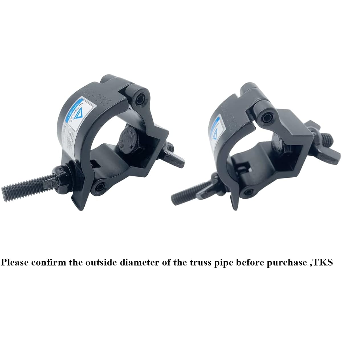 Black Quick Lighting Clamp 1.25 - 1.38" Heavy Duty Aluminum Alloy 165lb Hook Clamp for 32 - 35mm OD Pipe DJ Lighting Truss, 2 Pack