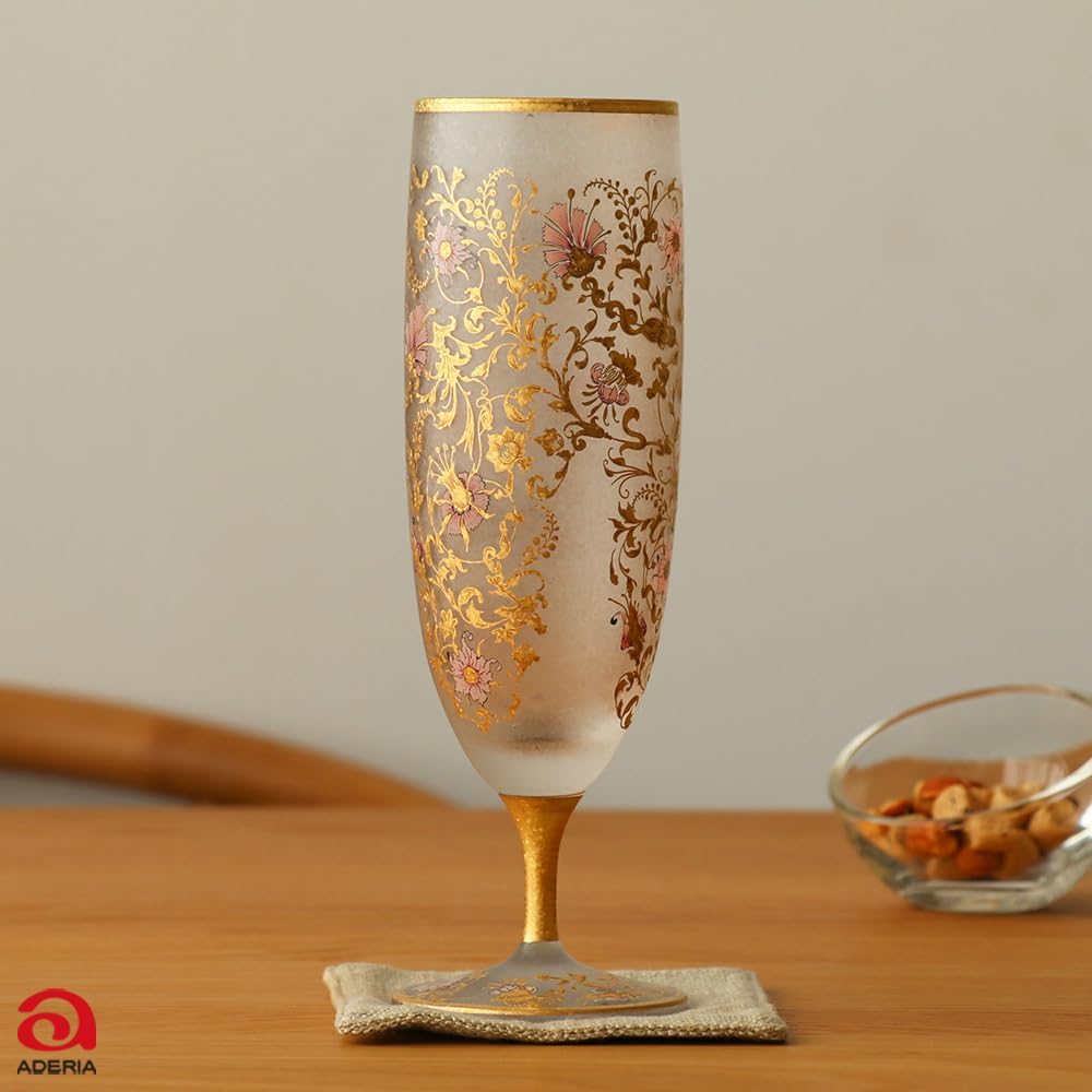 ADERIA El Dorado Arabesque Beer Glass Gold 360ml Made in Japan Cosmetic Box Wedding Father's Day Mother's Day Gift Present Birthday Women Celebration Sixtieth Birthday Men Beer Stylish Pint Craft Pilsner Popularity Ranking Champagne 6523