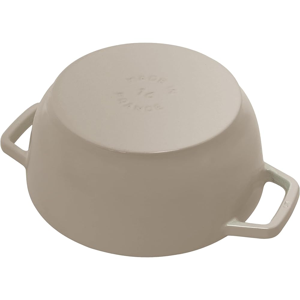 staub "Snowflake Wa-NABE Linen S 16cm Brass Knob Specification" Two Hand Cast Enamel Pot Rice Cooker 1 Cup IH Compatible [Authorized Japanese Product with Serial Number] Snowflake Wa-NABE Linen Brass Knob Z1023-9