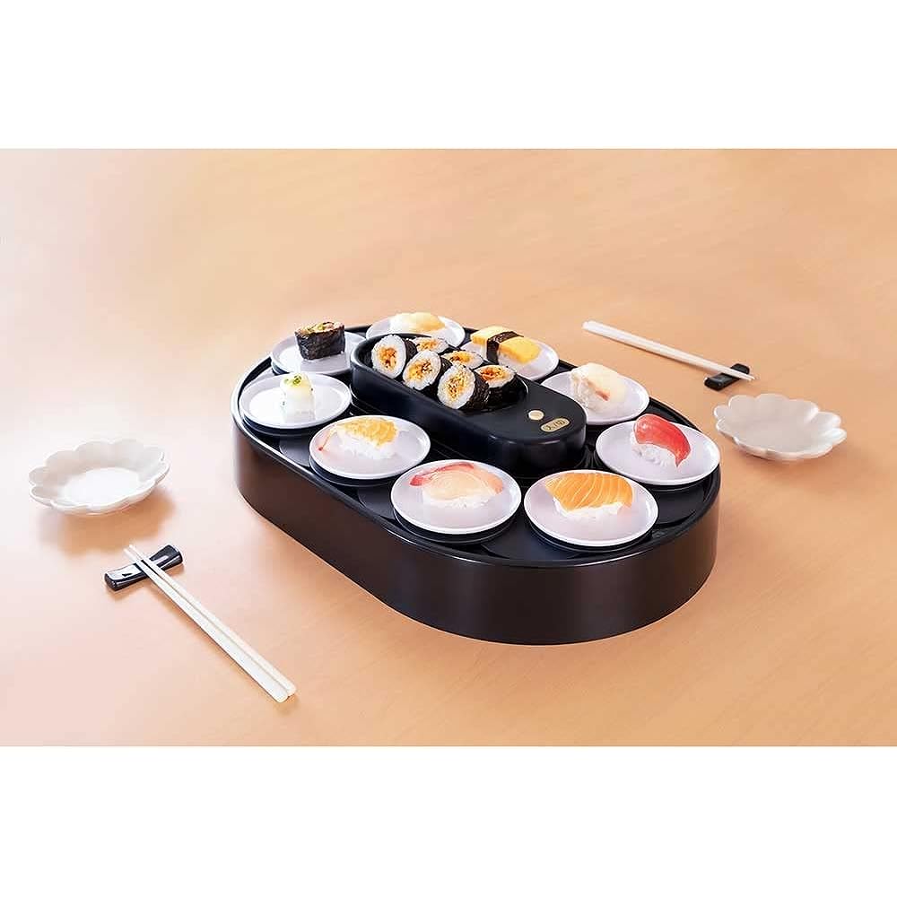 Liberty Corporation Conveyor Belt Sushi Lane Black with 10 Plates, Nigiri Sushi Shapes, Home Use, Battery Operated, LD-349 My Home Conveyor Sushi