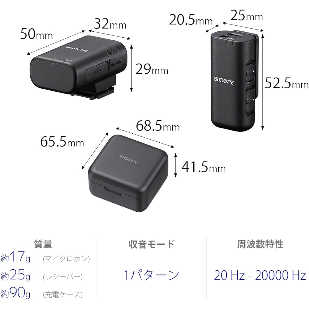 Sony Camera Microphone Wireless Microphone (1 Microphone + Receiver + Charging Case) Indoor and Outdoor Vlog, Live Streaming, Video Interviews, Audio Recording, Podcasts Windscreen Included ECM-W3S