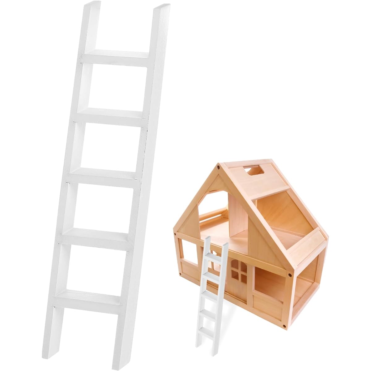 MILISTEN Mini Dllhouse Ladder 1/12 Wooden Miniature Stairs Craft Model Mini House Stairs Mini House Scene Mini Ladder