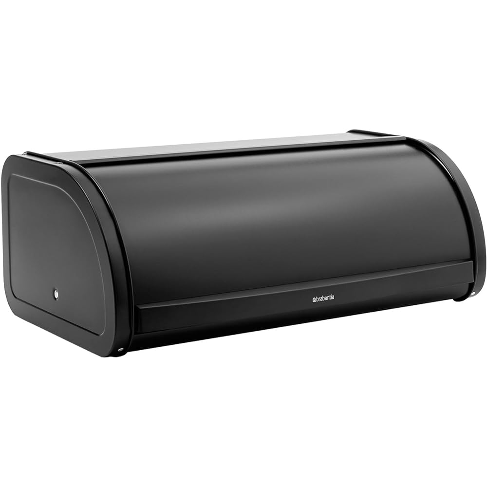Brabantia Bread Bin Matte Black Roll Top Storage for Bread, Condiments, Snacks 333460