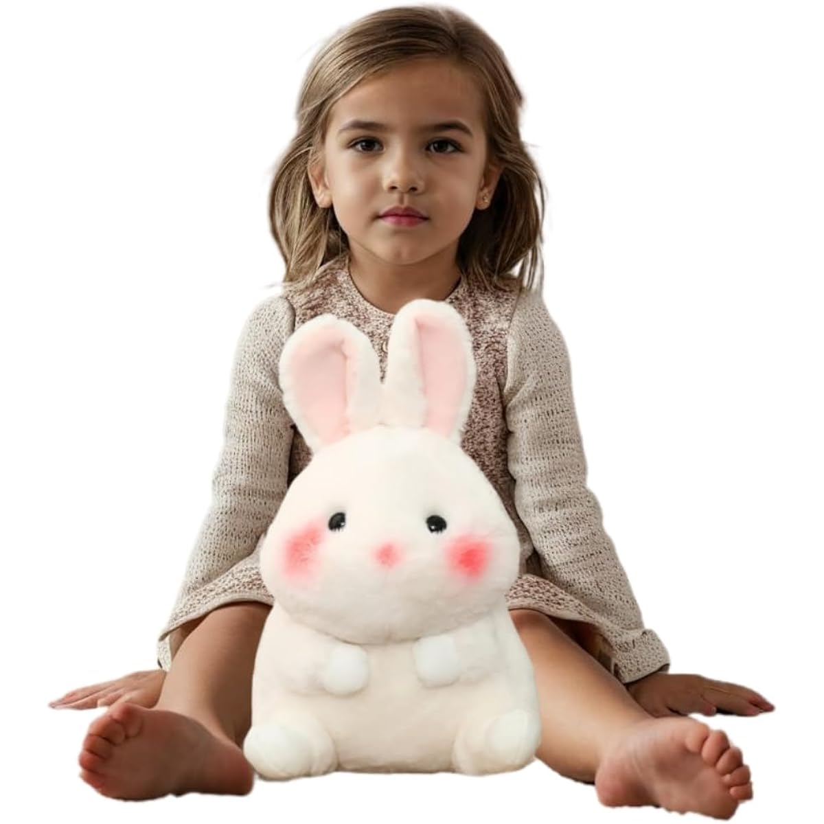 CHDGIOHA 2024 Easter Bunny Plush Toy, Cute Bunny Soft Stuffed Toy, Easter Birthday White Bunny Stuffed Pillow, Children's Stuffed Toy (Large Bunny 15.7 Inches)