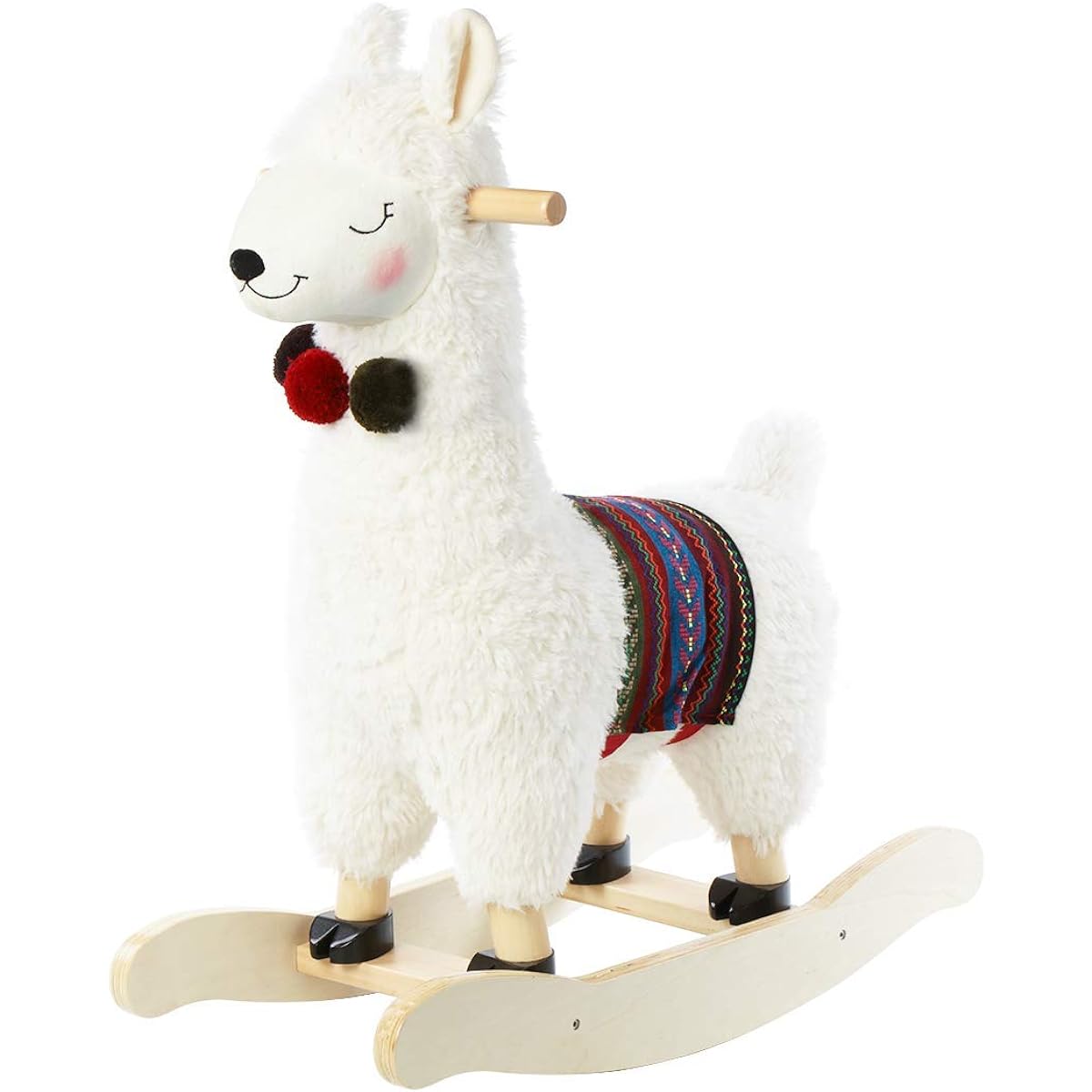 Labebe Kids Rocking Horse Toy Plush Animal Rocker Toy Kids Rocking Toy Wooden Rocking Horse Rocker Animal Ride HY1820013-BLW