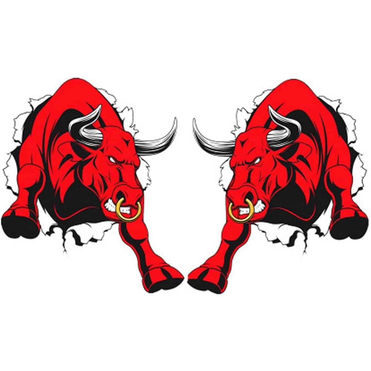 Car Sticker 6 Inch Fashion Car Sticker Fashion Unique Angry Bull Car Sticker 2 Left and Right (Style 2)