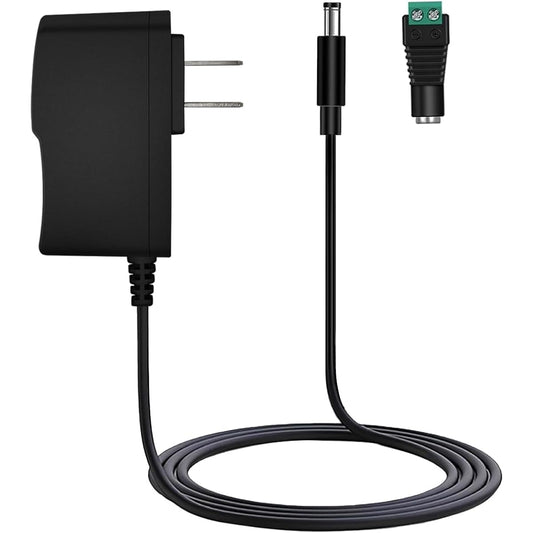 12V 1A Power Adapter AC 100-240V to DC 12V 1 Amp Charger for LED Strip Light Router Speaker Home Appliance Scanner Fan Plug 5.5 x 2.1mm & 2.5mm/DC Screw Terminal (6.6ft)