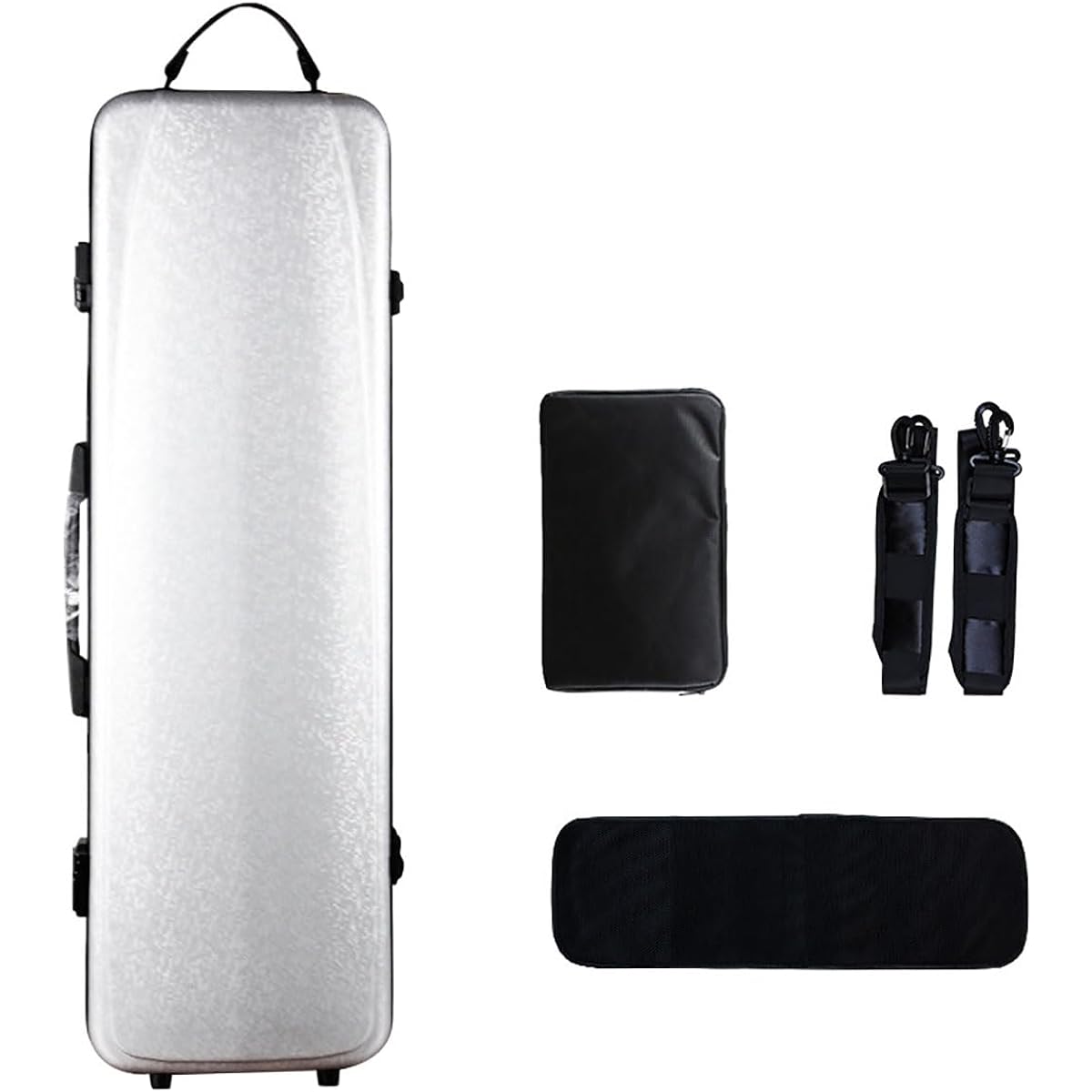 Violin Case Full Size Carbon Fiber Case for Violin 4/4 Hard Shell Easy to Carry Comes with Carrying Strap, Cover and Strong Handle for Music Bag, Silver
