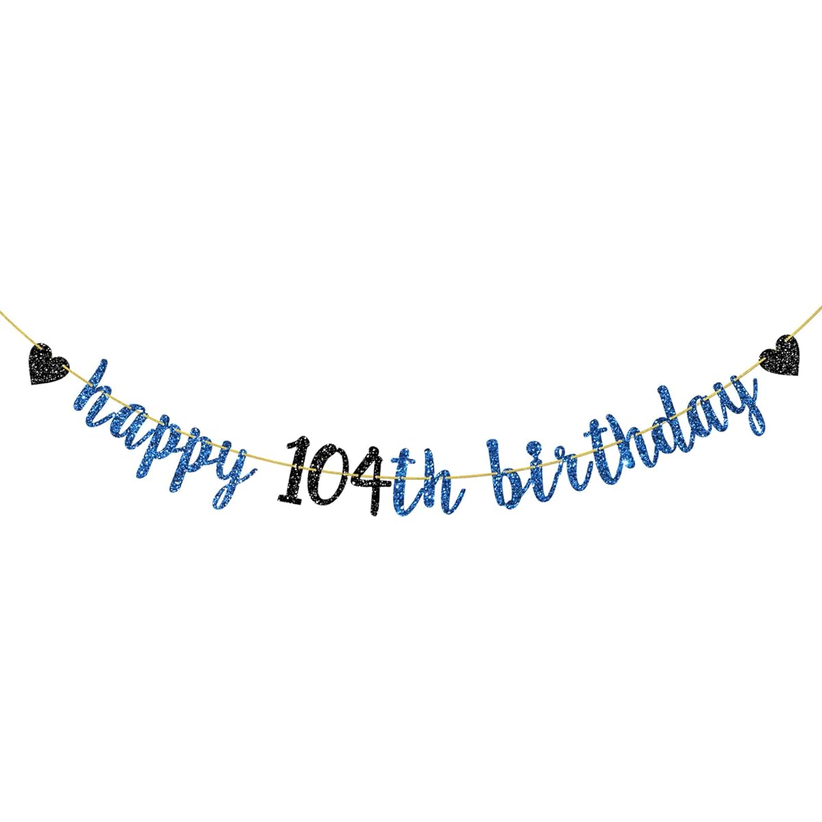 Helewilk Navy Blue Glitter Happy 104th Birthday Banner Unisex 104th Birthday Party Decorations Cheers to 104 / 104 Years Old & Amazing Sign Bunting Decorations Grandpa Grandma Birthday Party Supplies (104)