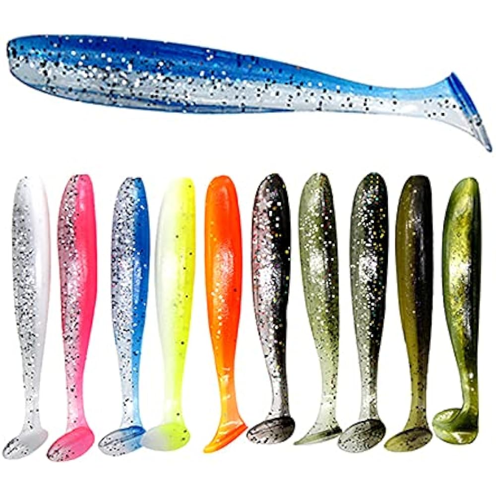 Fishhooks 10pcs/lot Soft Lure Silicone Bait 55/70/90mm Fishing Sea Fishing Supplies PVA Wear Agent Artificial Tackle Freshwater Saltwater (Color : NO1, Size : 70mm 2G)