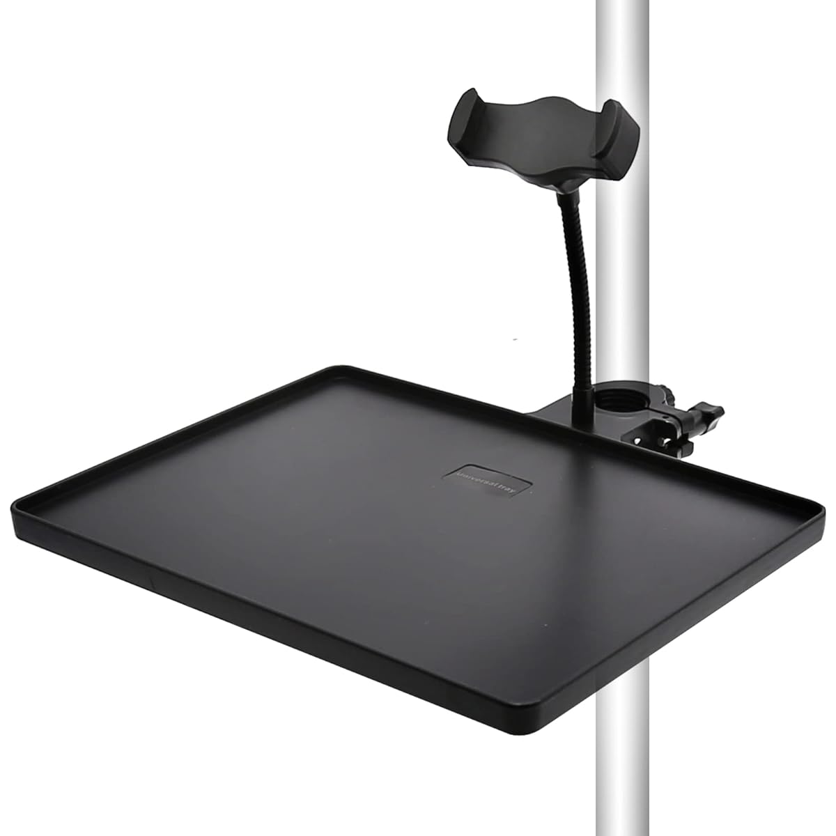 Universal Microphone Stand Tray with Mobile Phone Holder Adjustable Microphone Stand Tray Mic Stand Clamp-on Rack Tray Holder Microphone Stand for Stage Live Streaming Concert Production Karaoke