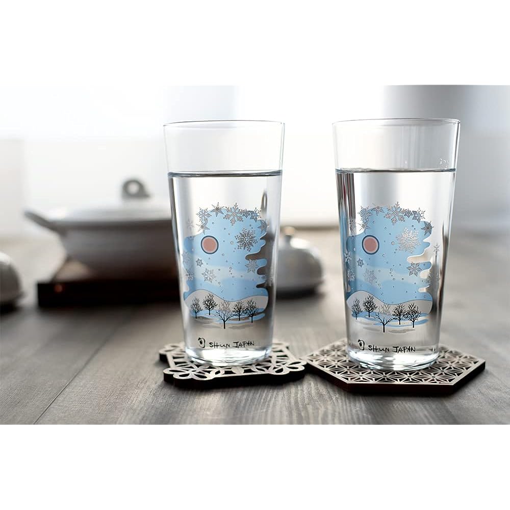 [Temperature in Design] Marumo Takagi Ceramics Cool Snowflake Tumbler Glass Pair Set Snowflake Pattern changes with temperature Gift Cheers Glass Soft drink Midyear gift Gift Changes with temperature Mysterious Magic Present Celebration Winter Christmas