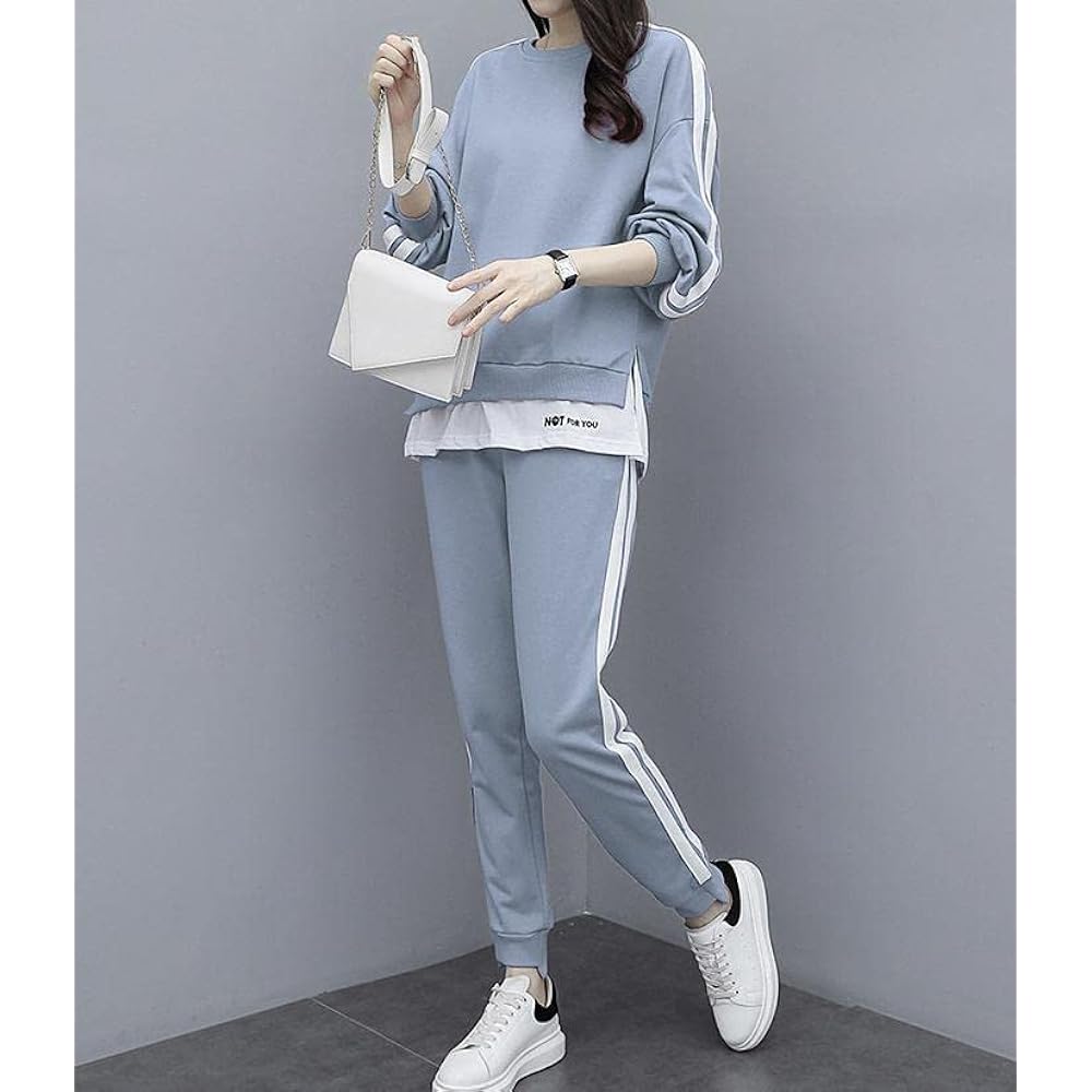[Emptio] Top and Bottom Set Training Wear Tops Women's 3/4 Sleeve Jogger Jogging Sweatshirts