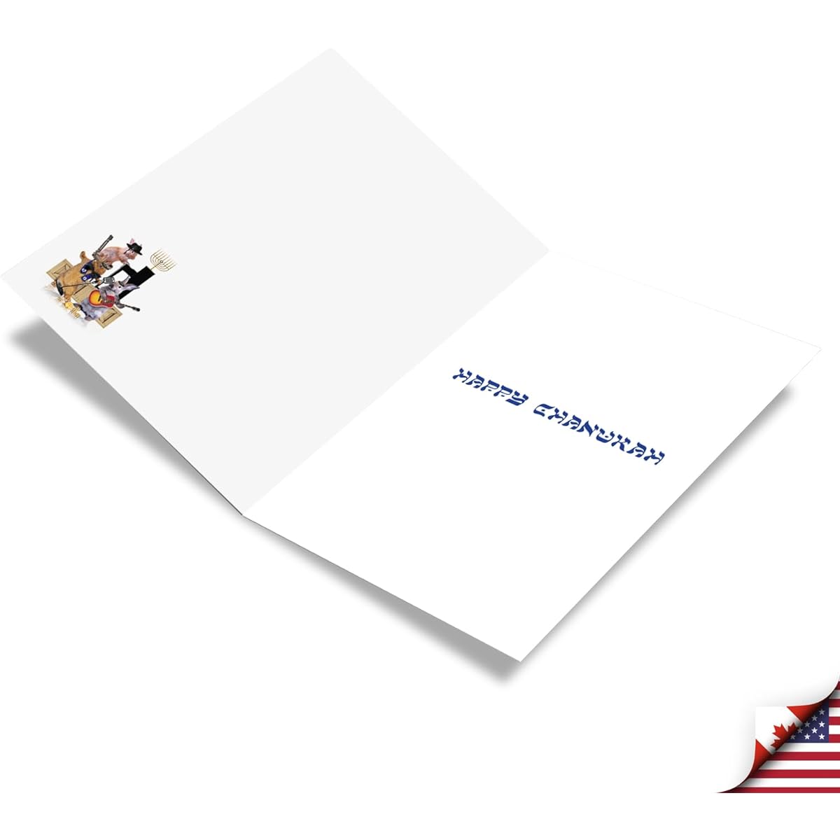 The Best Card Company Menorah Animal Bands-Rabbit - Chanukah Greeting Card with Envelope (4.63 x 6.75 inches) - C9541JHKG