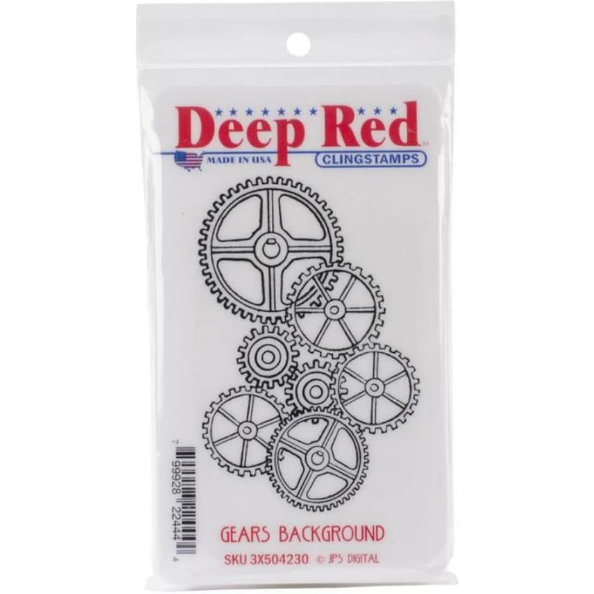 Deep Red Cling Stamp Gears Background
