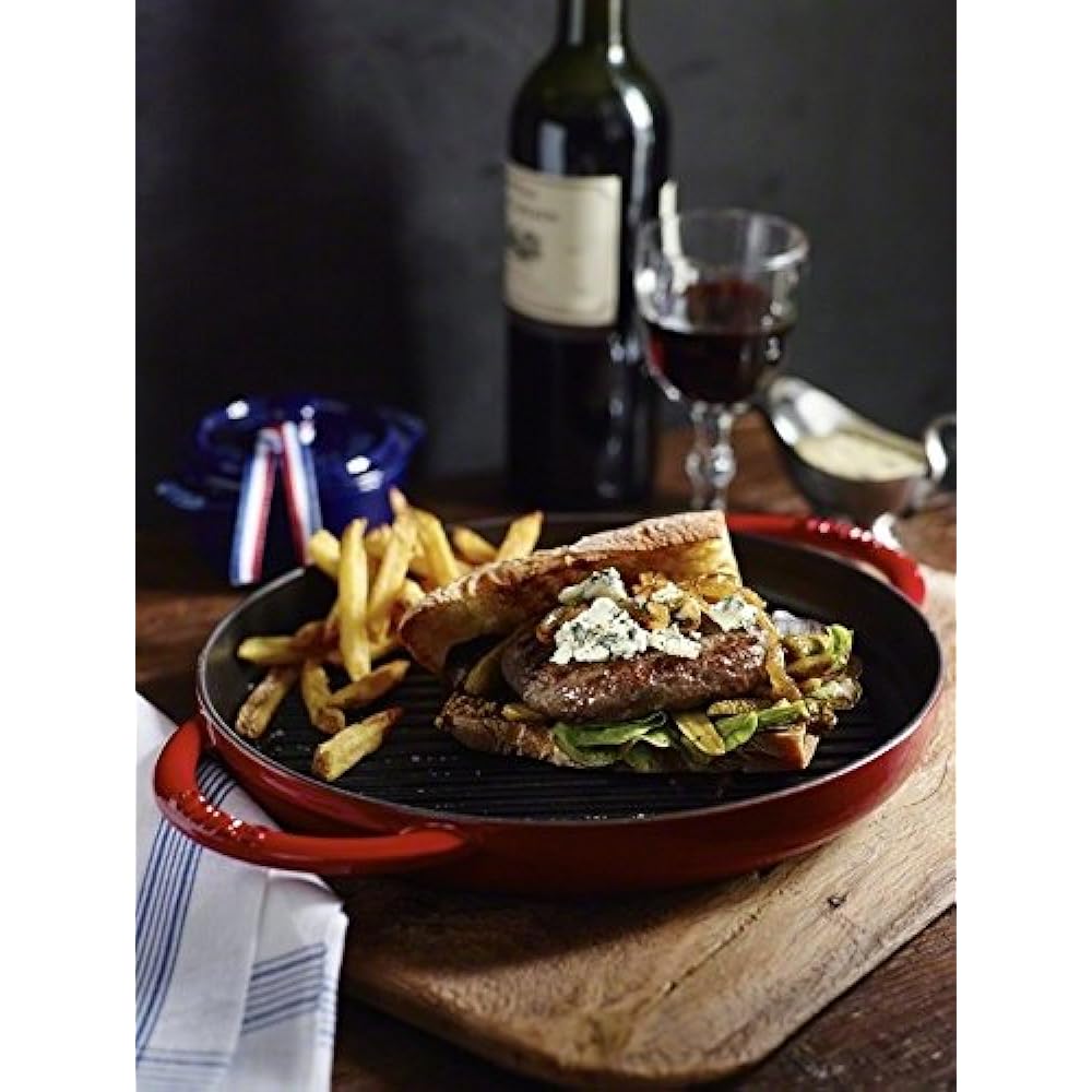 staub "Pure Grill Round Cherry 26cm" Grill Pan, Both Hands, Cast Metal, Enamel, IH Compatible [Authorized Japanese Product] Grill & Frying Pan 40510-309