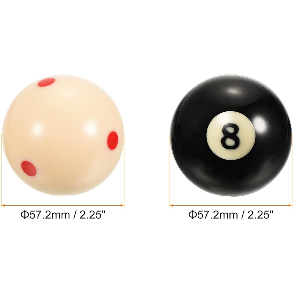 PATIKIL 57mm Billiard Cue Ball #8 Billiard Ball 2 in 1 Regulation Size Replacement Pool Billiard Cue Ball for Pool Table Beige Black