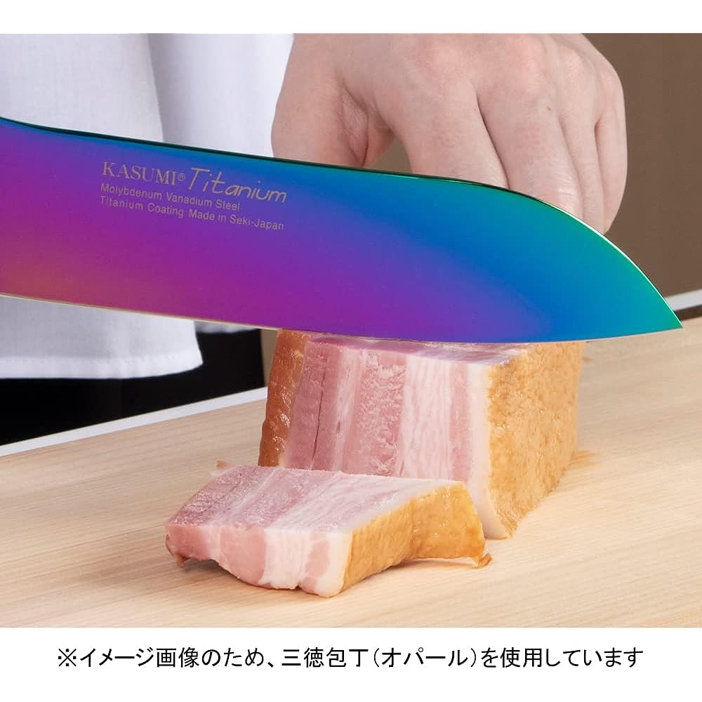 SUMIKAMA Kasumi Knife Titanium Coating Santoku Knife Made in Japan 18cm Knife Rust Resistant Sharpness Color Blue Made in Seki City KASUMI 22018/B