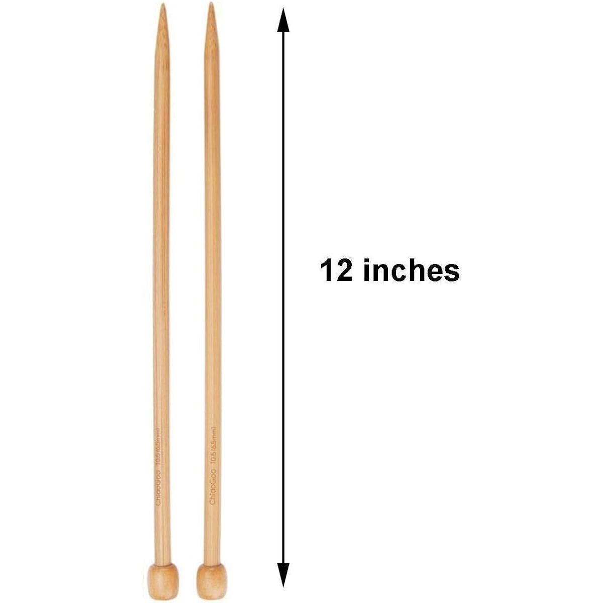 ChiaoGoo Knitting Needles Single Point 12 Inch (30cm) Bamboo Natural Bundle Art Shiga Craft Stitch Holder 1pc Size-US-10.5-(6.5mm) CG-AB-1012-10.5