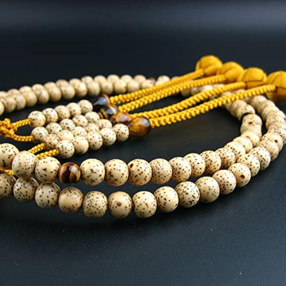 Myorenka, Shingon sect prayer beads, Bodhi tree, Star and moon Bodhi tree, Prayer beads for men, Tiger-eye stone design, Shakuni, Shaksan, Odamaki Sanskrit tenbo, 108 beads, by sect, Koyasan, Honren prayer beads, two-wheeled prayer beads, distribution, b