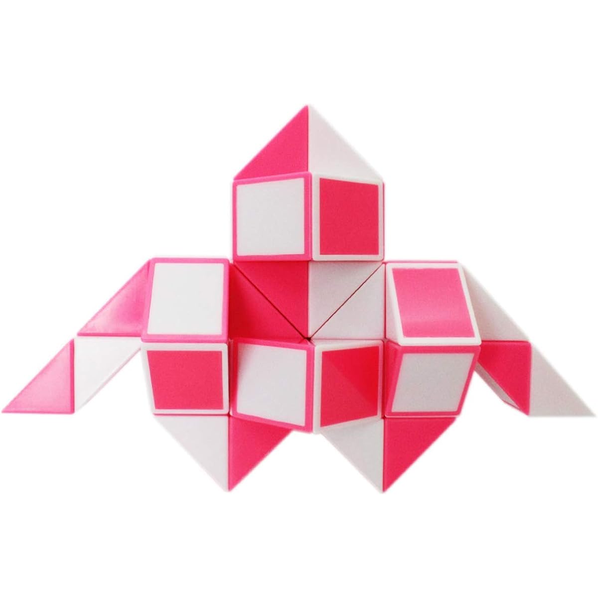 Mipartebo Magic Snake Ruler Cube Puzzles 48 Wedges Brain Teaser Twist Toys White and Pink