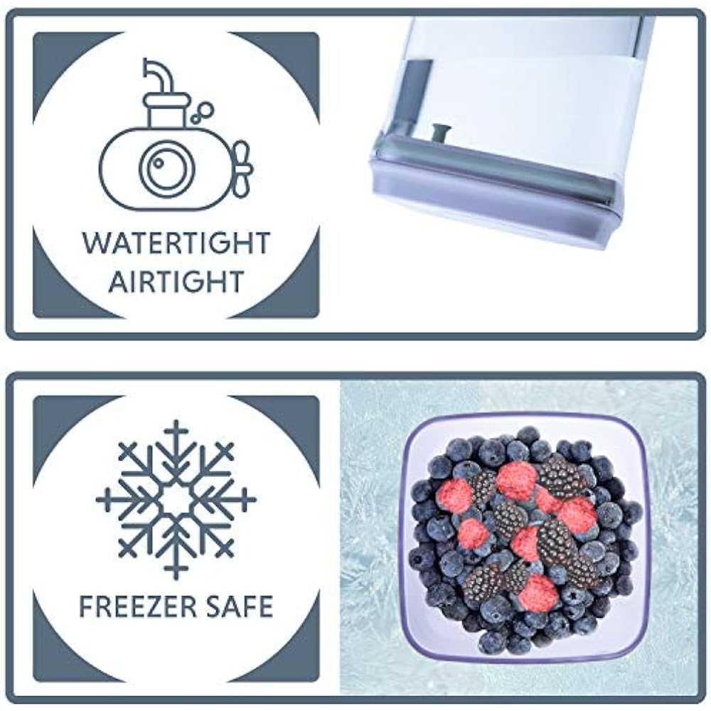 iChewie - BopTop (Set of 5) Airtight Food Storage Containers - Mechanical Silicone Airtight Cans - BPA Free/Stackable - Approx. 500/850/900/1500/2500ml