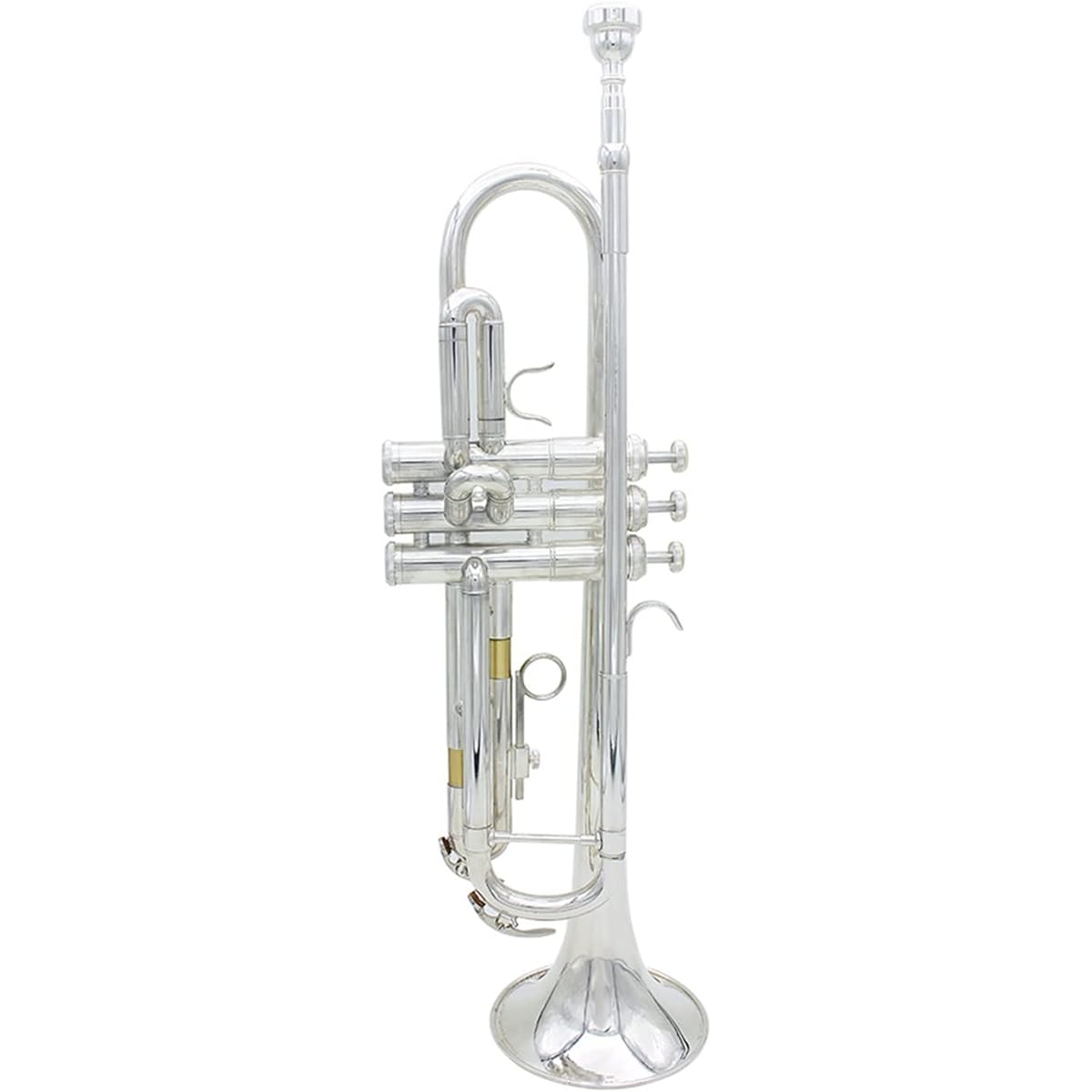 Trumpet BB B flat brass with silver plated mouthpiece and pair of gloves
