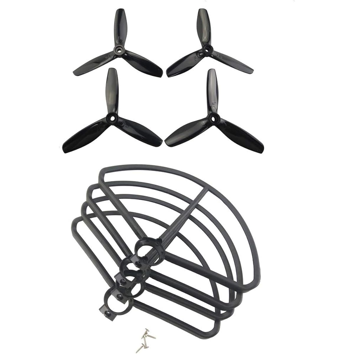 Fytoo 4pcs Propellers + 4pcs Protective Covers for MJX B5W F20 Bugs 5W 4-Axis Aircraft UAV Protective Cover & Paddle Spare Parts (Black)
