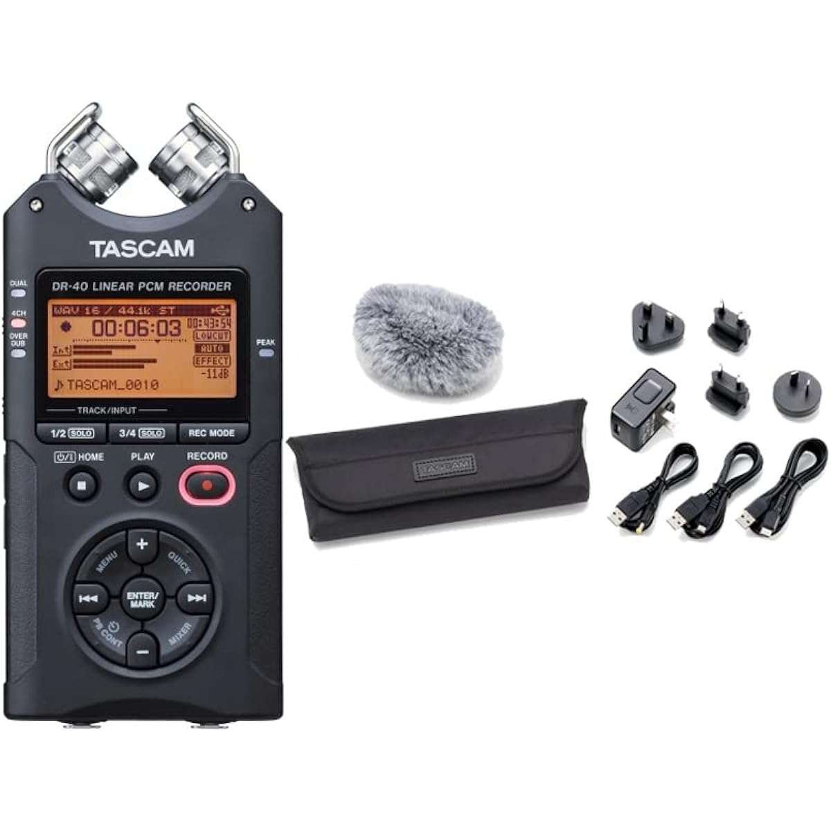 TASCAM Linear PCM Recorder Japanese Display Compatible Version DR-40VER2-J + AK-DR11Gmk3 Set
