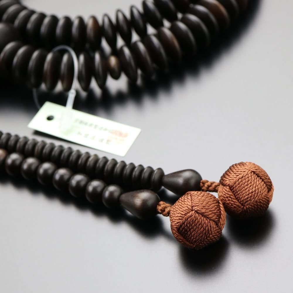 ≪Special Price≫ Nenju.com Tendai Buddhist Prayer Beads for Men, 9 Dimensions, Striped Ebony (Matte), Bon Tenbo [Authentic Prayer Beads, Kyoto Prayer Beads, Kyoto 108 Beads, Natural Wood, 9 Dimensions, My Prayer Beads 101770012] [Pursary Bead Bag Free! ]