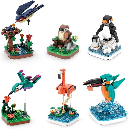 APOSTROPHE Games Majestic Bird Model Building Blocks Kit - 876 Pieces - 6 Unique Bird Models for Kids and Adults