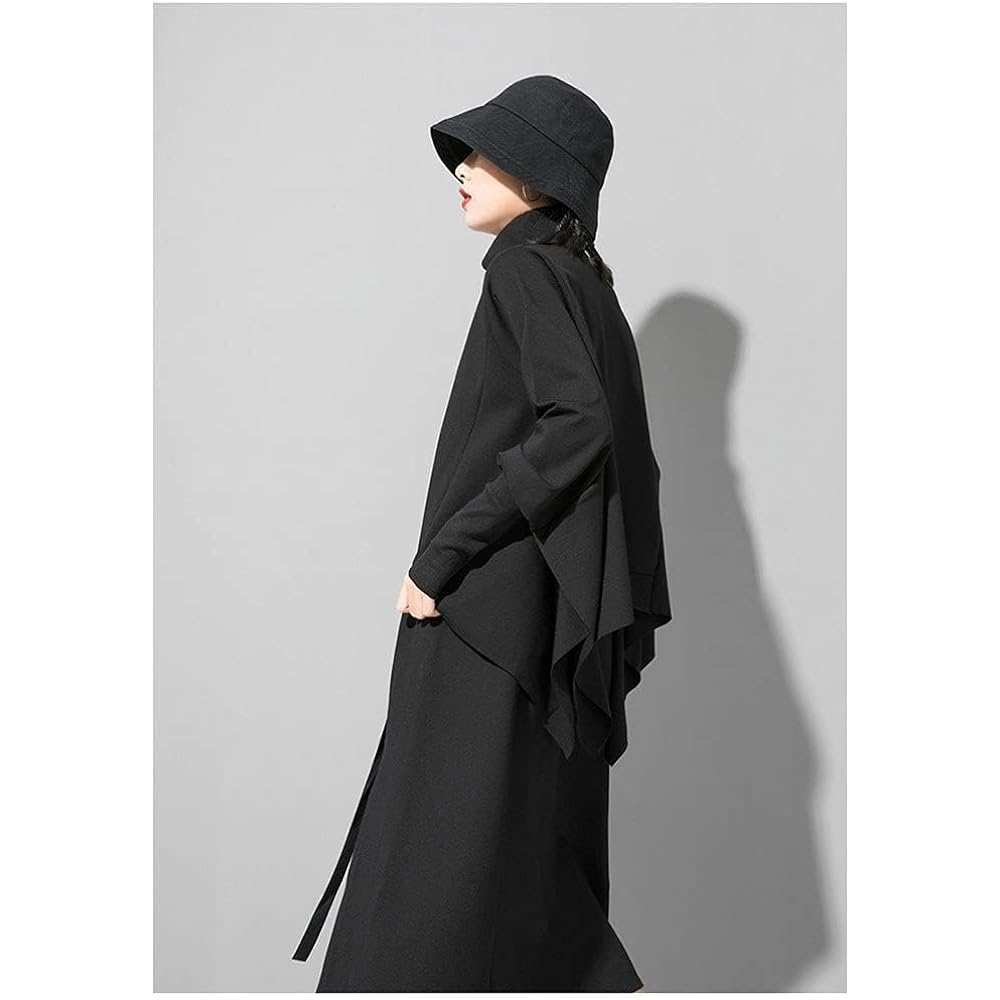 Morino Pullover Dolman Sweatshirt Women's Top Long Sleeve High Neck Beautiful Drape Deformation Mode Unique Adult Casual Black Autumn Winter