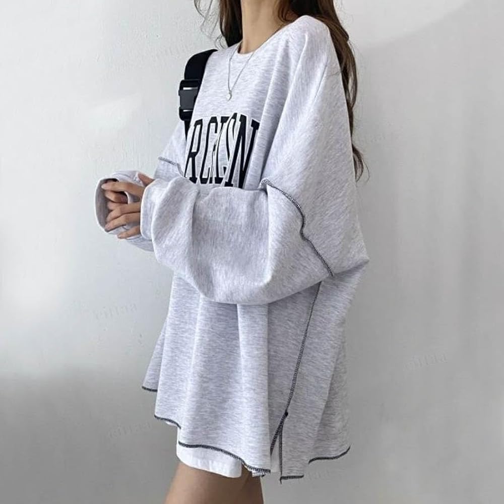 [MIRA MARIV] Made in Korea and imported directly from Korea BARCELONA College Logo Oversized Sweatshirt Sweatshirt Women's