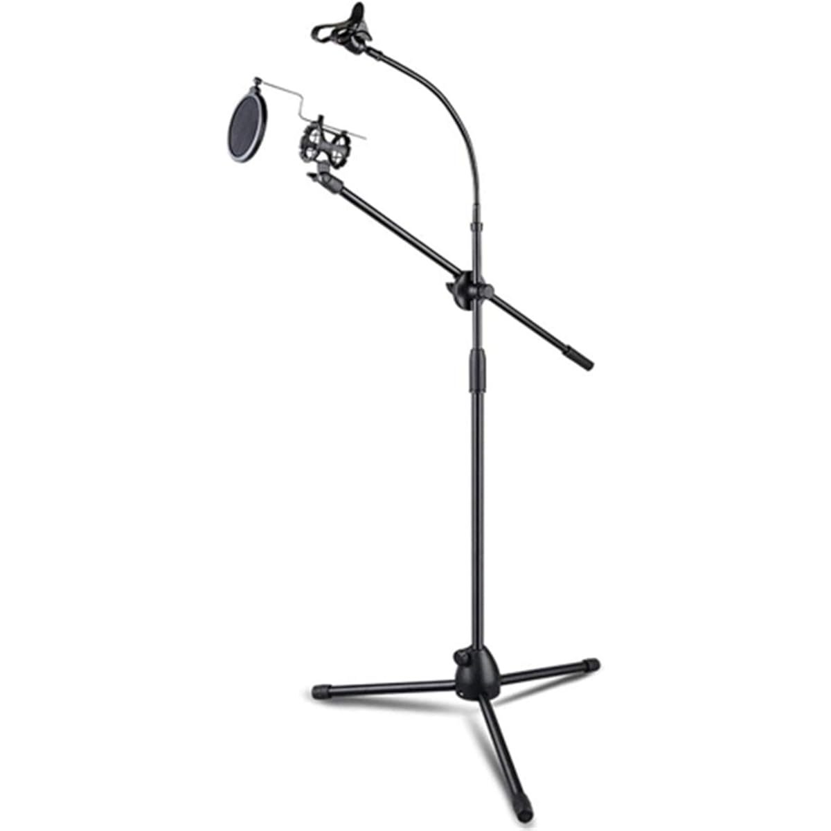 Microphone Stand Microphone Tripod Stand Bracket with Shockproof Mount for Gaming, Chatting (Color: Black, Size: One size)