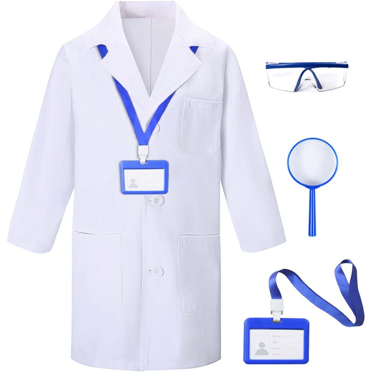TOGROP 4 Pieces Doctor Scientist Lab Costume for Kids Role Play Birthday Party Gift Ages 3-12